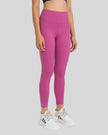 Angled front view of Athlesi FlowLine Core legging in cerise