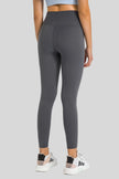 Back view of Athlesi FlowLine Core legging in dark gray