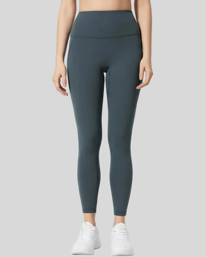 FlowLine Core Legging in dark gray with seamless high-waist fit, front view