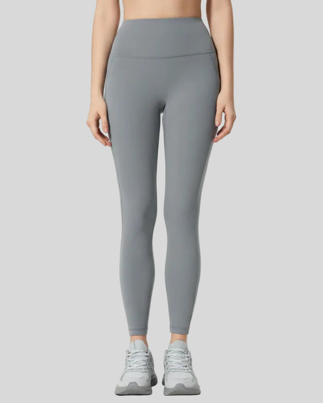 FlowLine Core Legging in gray with seamless high-waist fit, front view