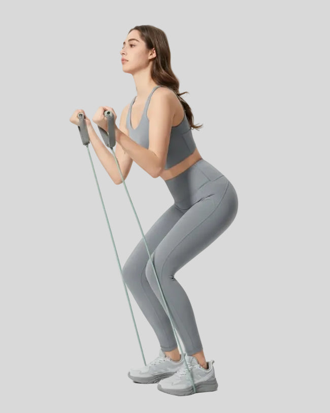 FlowLine Core Legging shown in movement from left side