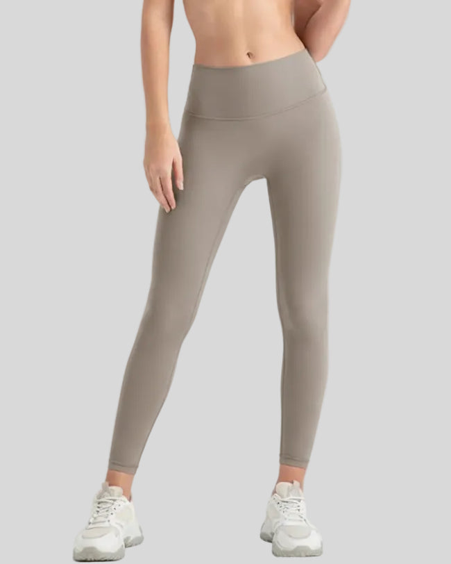 FlowLine Core Legging minimal in khaki, front view