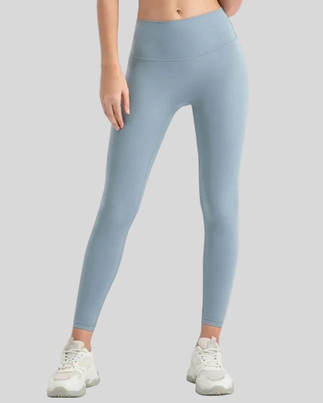 FlowLine Core Legging minimal in misty blue, front view