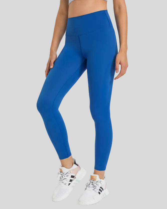 Athlesi FlowLine Core legging in peacock blue, front view