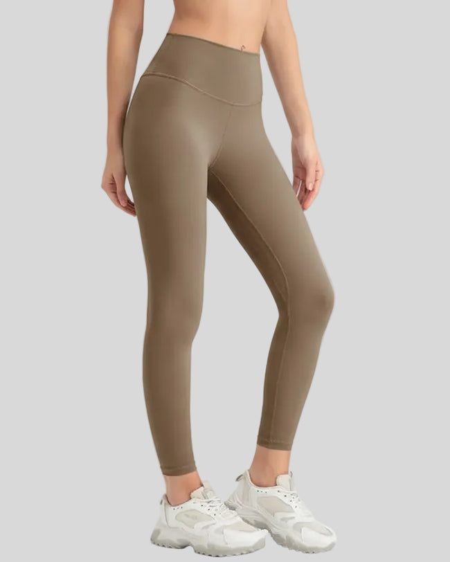 FlowLine Core Legging seamless in khaki, front angle view