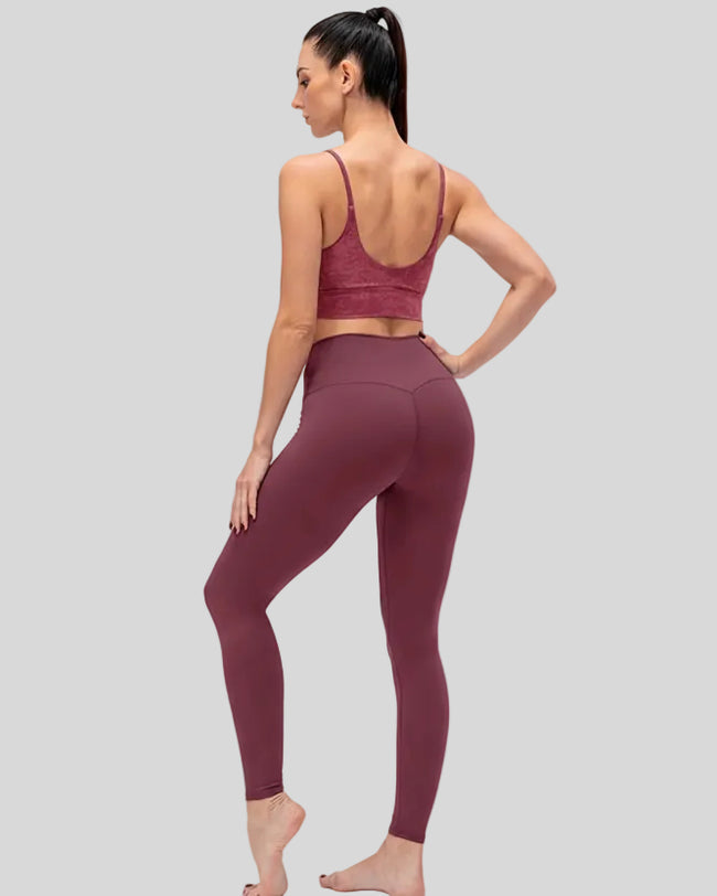 Full body back view of FlowLine Hold Legging with seamless finish
