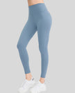 FlowLine Hold Legging in light blue shown from front angle with center stitching