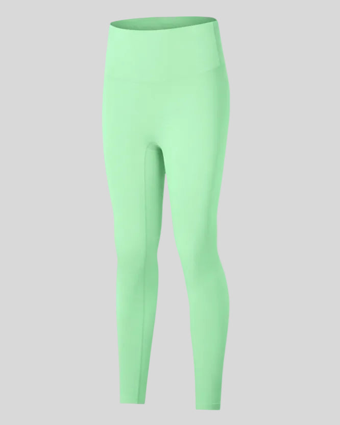 Smoothing fit of FlowLine Hold Legging in Gum Leaf - Athlesi
