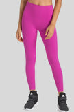 High-rise waistband of FlowLine Hold Legging in Hot Pink - Athlesi