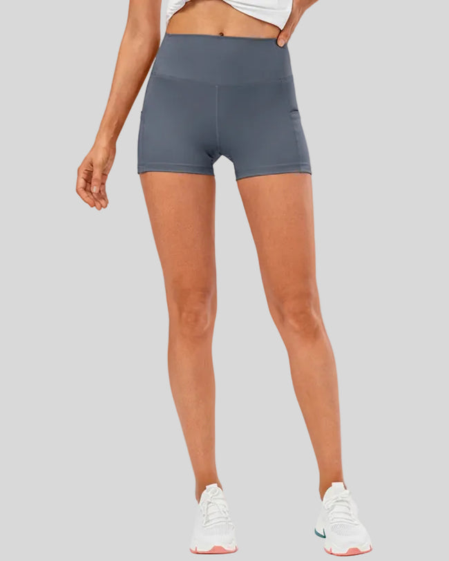 Athlesi FlowLine Hold pocket short in cloudy blue, front view