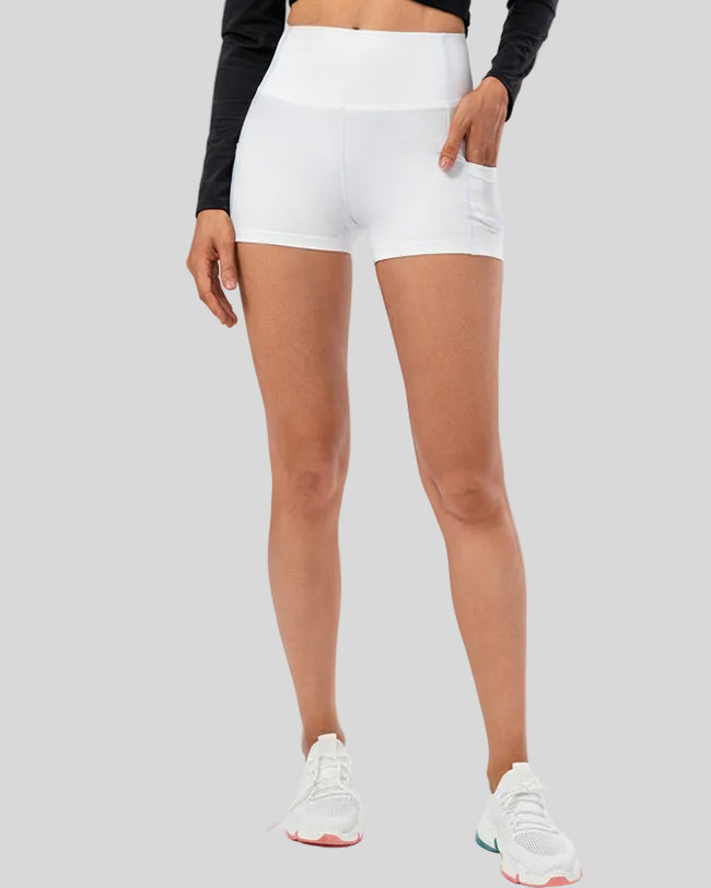 Athlesi FlowLine Hold pocket short in white, front view