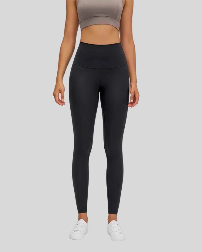 Front view of FlowLine Hold Soft Legging in black with smooth high-waist fit