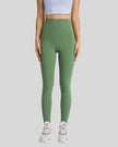 Full front view of FlowLine Hold Soft Legging in green with smooth high-waist fit