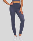 Front view of FlowLine Hold Soft Legging in steel with smooth high-waist fit