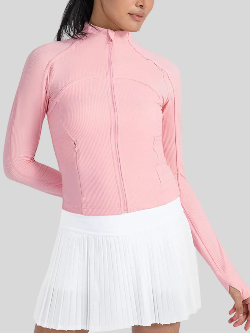 Athlesi FlowMotion Performance jacket in carnation pink, front view