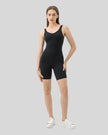 Full body view of FormEase Sculpt Romper in black
