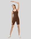 Full body view of FormEase Sculpt Romper in brown