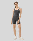 Full body view of FormEase Sculpt Romper in dark gray