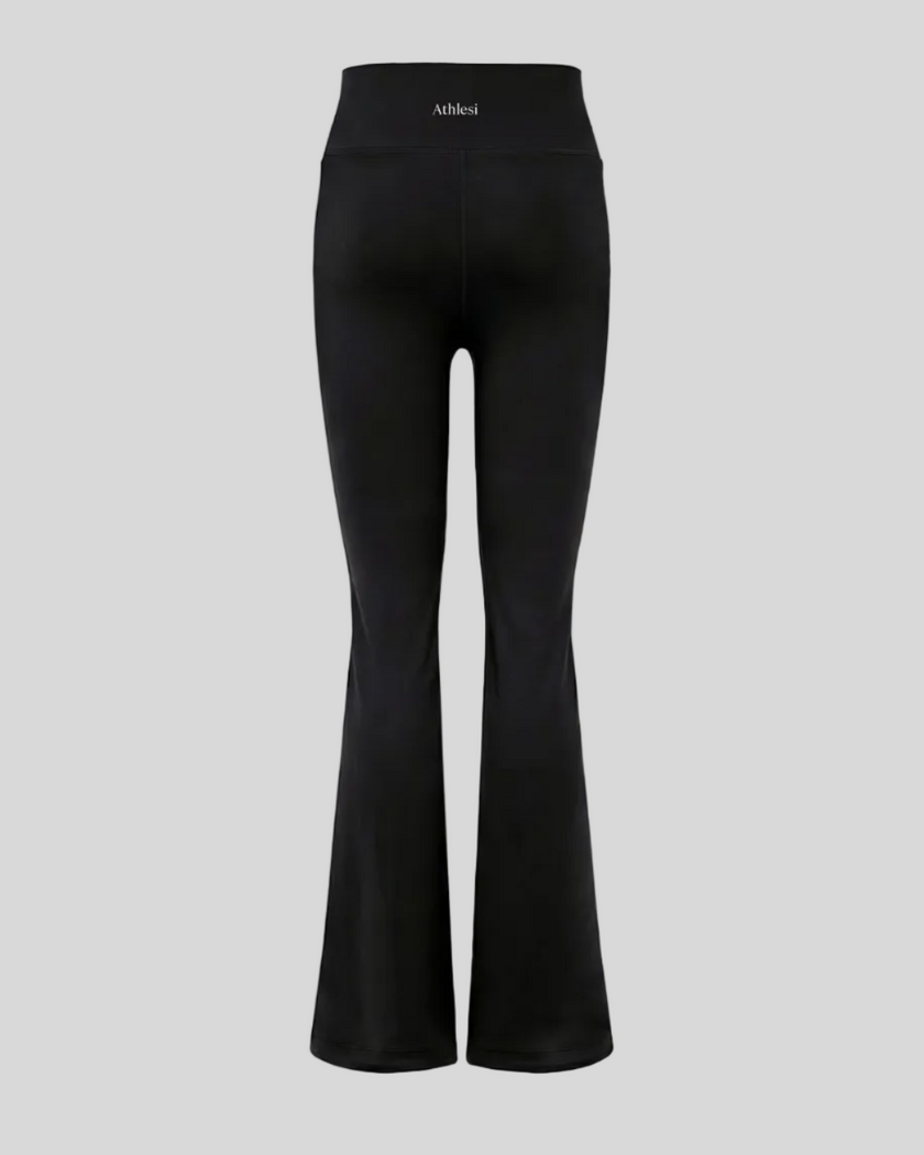 FormLine Flare Leggings in black, 3D back view, high-waisted fit with flared leg