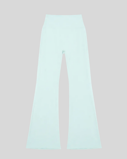 FormLine Flare Leggings in light blue, flatlay front view, high-waisted flared silhouette