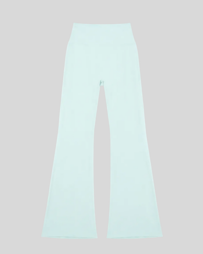 FormLine Flare Leggings in light blue, flatlay front view, high-waisted flared silhouette