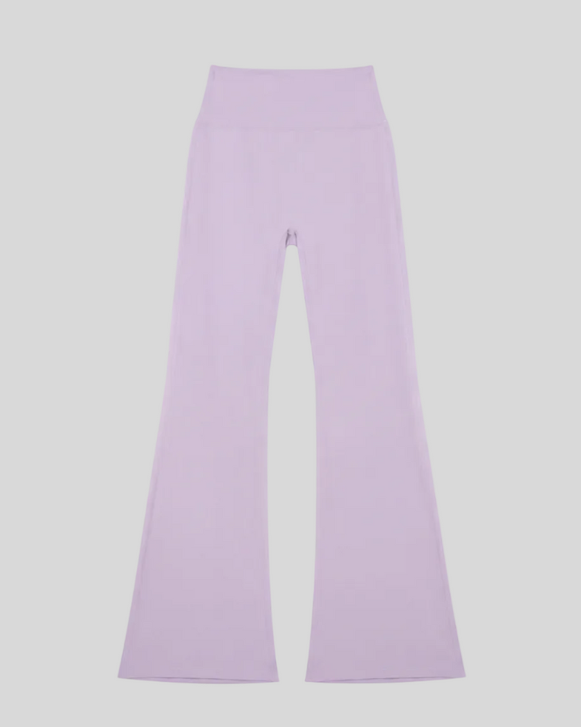 FormLine Flare Leggings in light purple, flatlay front view, high-waisted flared silhouette