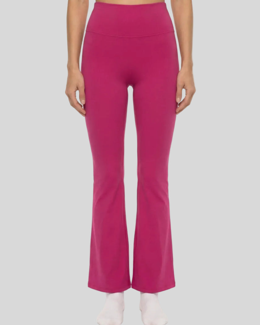 FormLine Flare Leggings front view on body, fitted waist and hips with flared leg