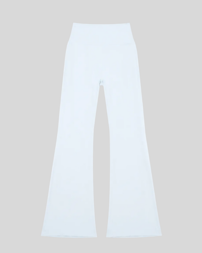 FormLine Flare Leggings in sky blue, flatlay front view, high-waisted flared silhouette