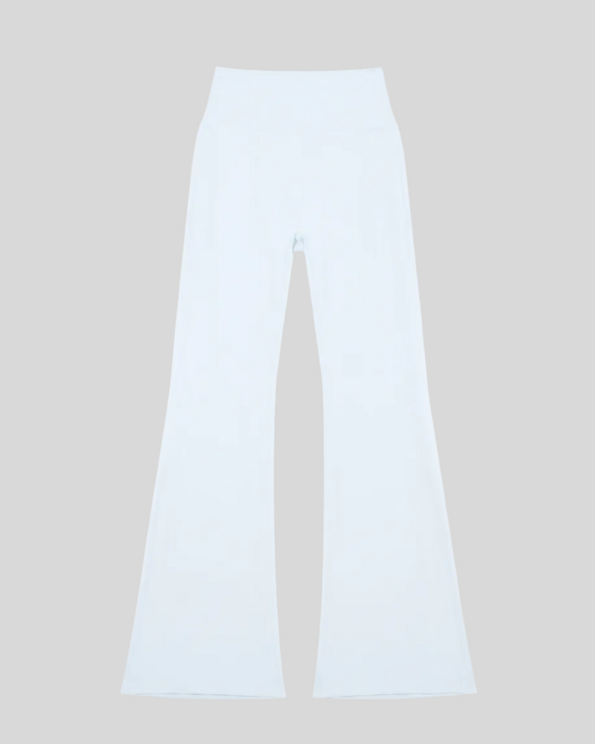 FormLine Flare Leggings in sky blue, flatlay front view, high-waisted flared silhouette