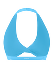 FormLine halter sports bra in blue, 3D back view with open halter design
