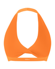 FormLine halter sports bra in orange, 3D back view with open halter design
