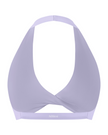 FormLine halter sports bra in purple, 3D back view with open halter design
