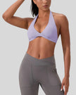 FormLine halter sports bra mid-body front view highlighting shape