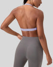 FormLine halter sports bra back view worn on upper body
