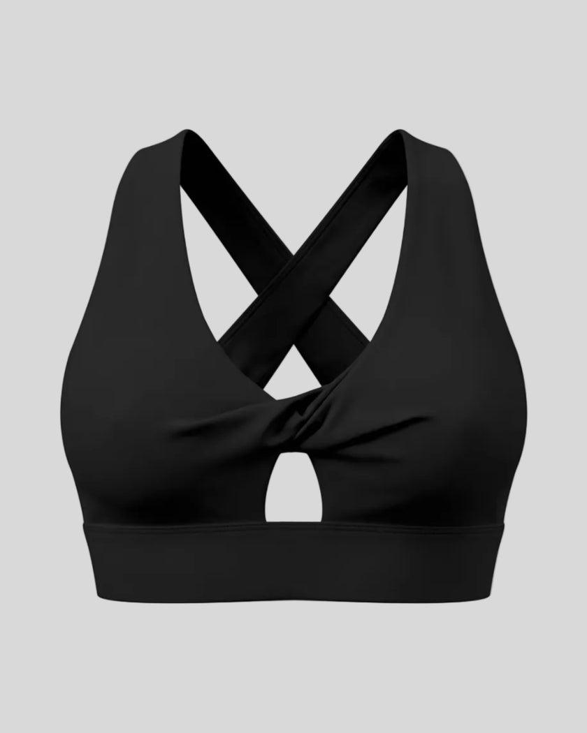 FormLine Twist Sports Bra in black front view