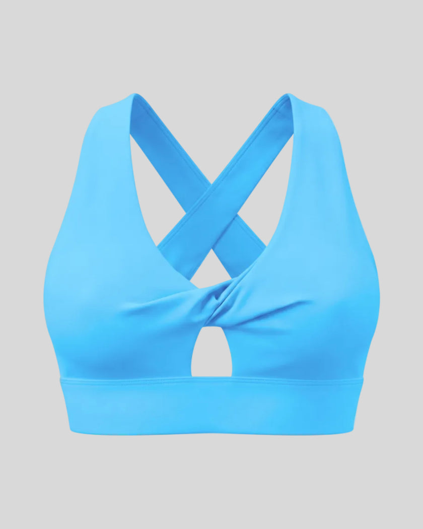 FormLine Twist Sports Bra in blue front view