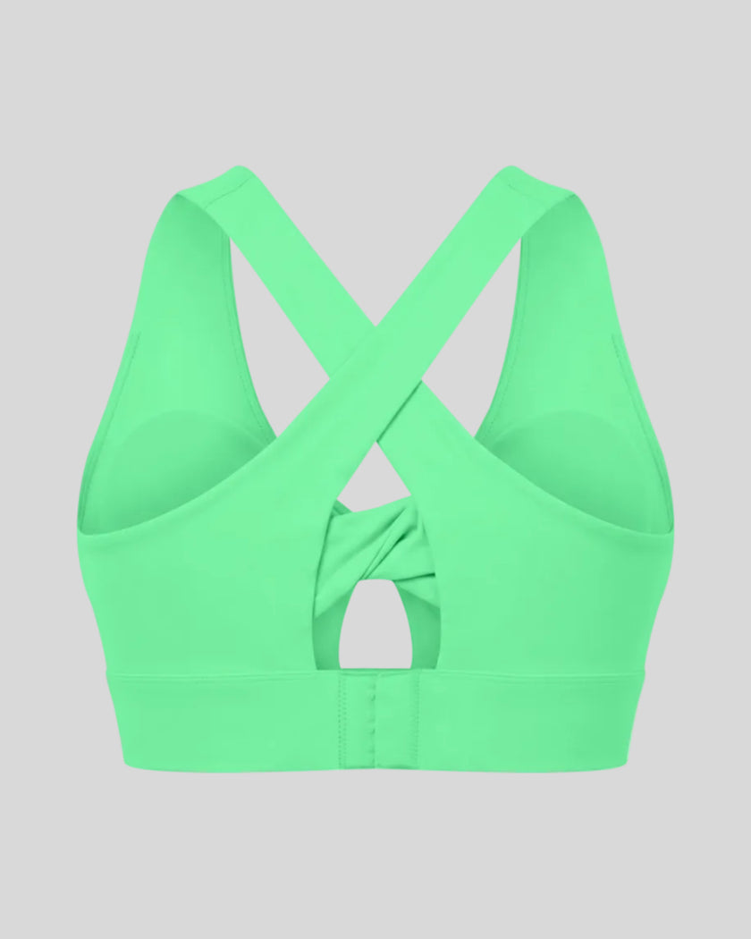 FormLine Twist Sports Bra in green back view