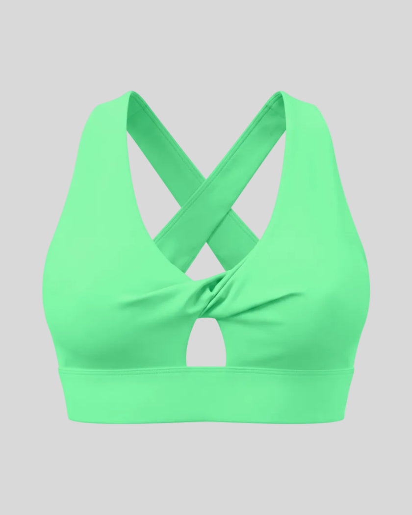 FormLine Twist Sports Bra in green front view