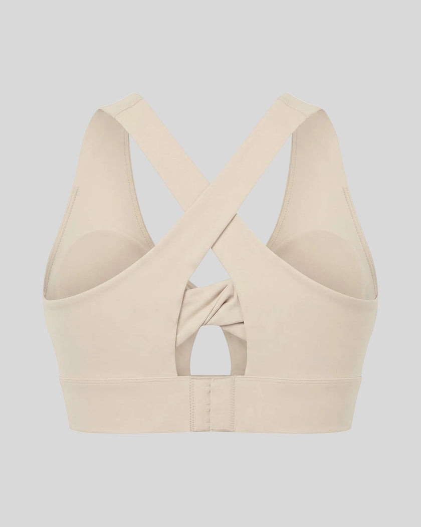 FormLine Twist Sports Bra in khaki back view
