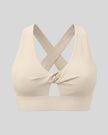 FormLine Twist Sports Bra in khaki front view