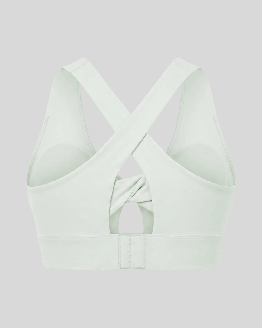 FormLine Twist Sports Bra in light gray back view