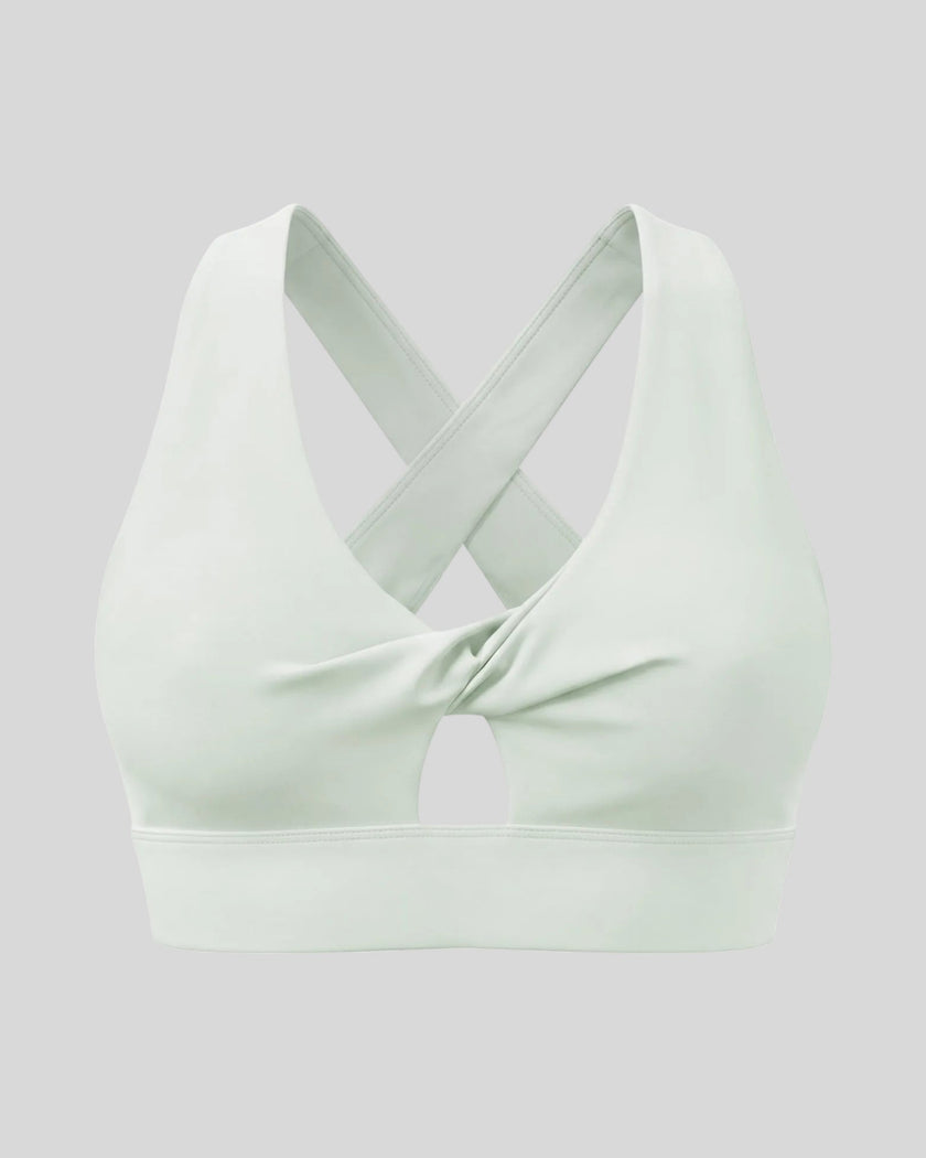 FormLine Twist Sports Bra in light gray front view