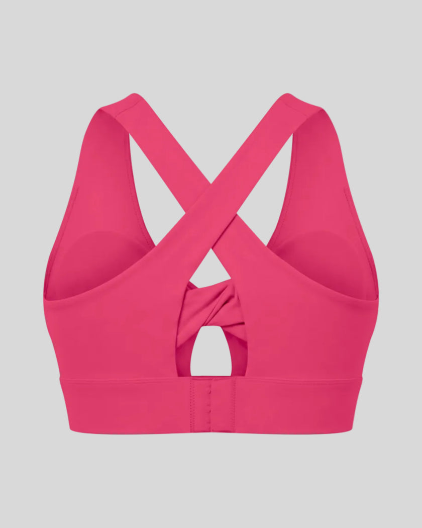 FormLine Twist Sports Bra in rose red back view