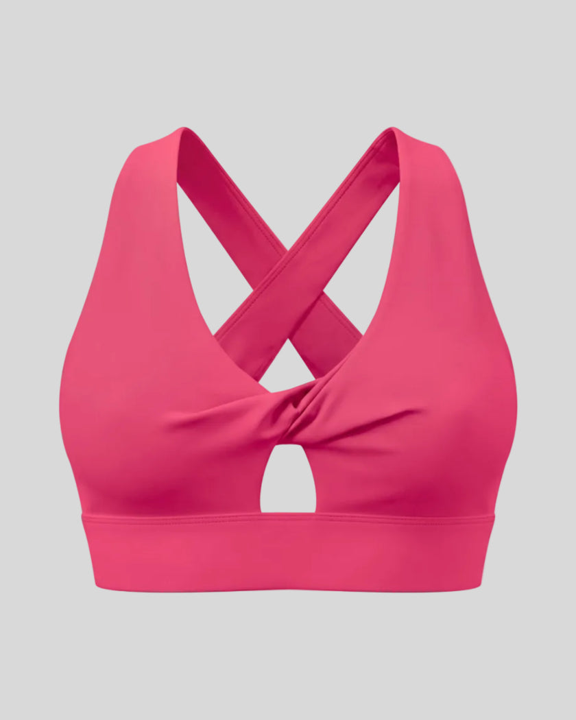 FormLine Twist Sports Bra in rose red front view