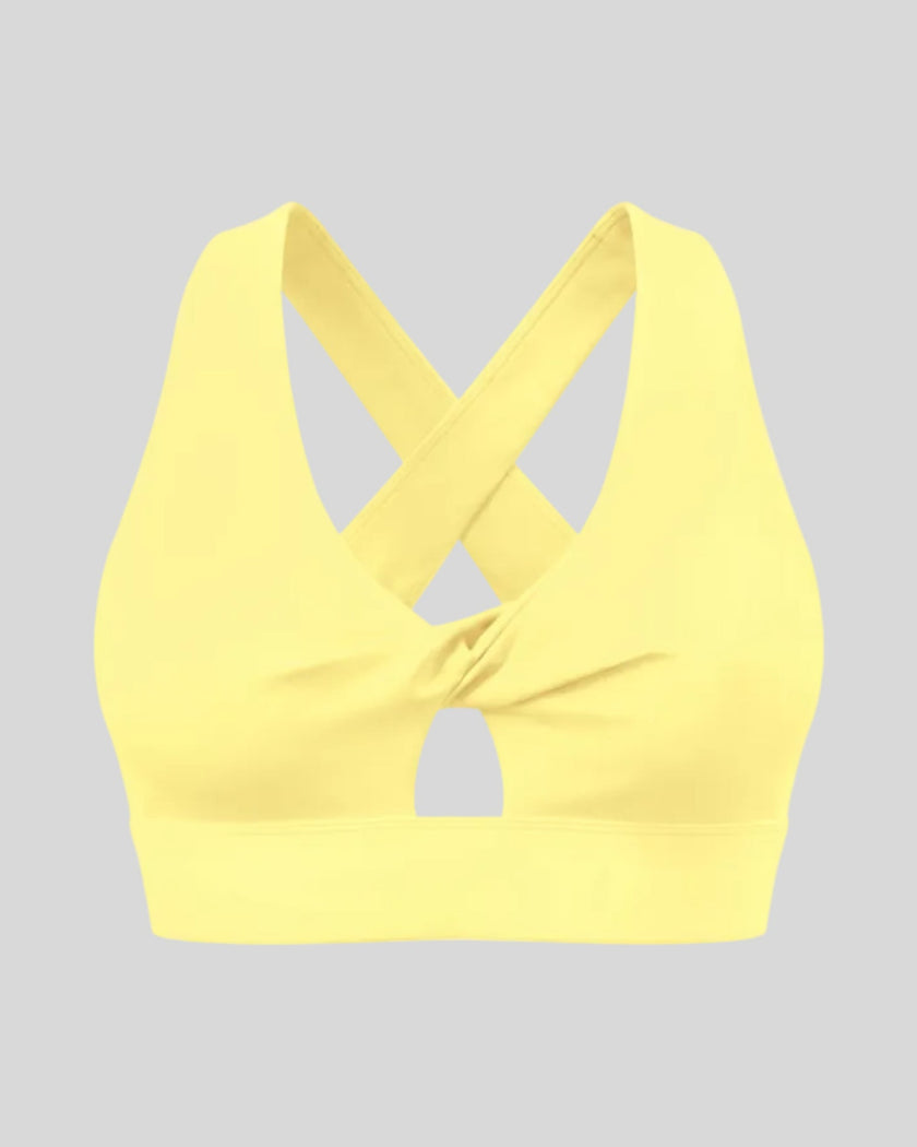 FormLine Twist Sports Bra in yellow front view