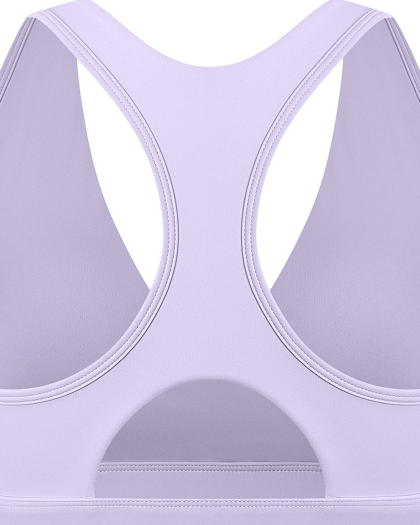 Close-up of FormLine wrap sports bra back construction and stitching