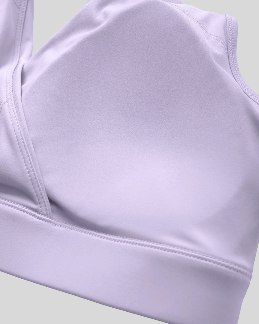 Close-up of removable chest padding inside FormLine wrap sports bra