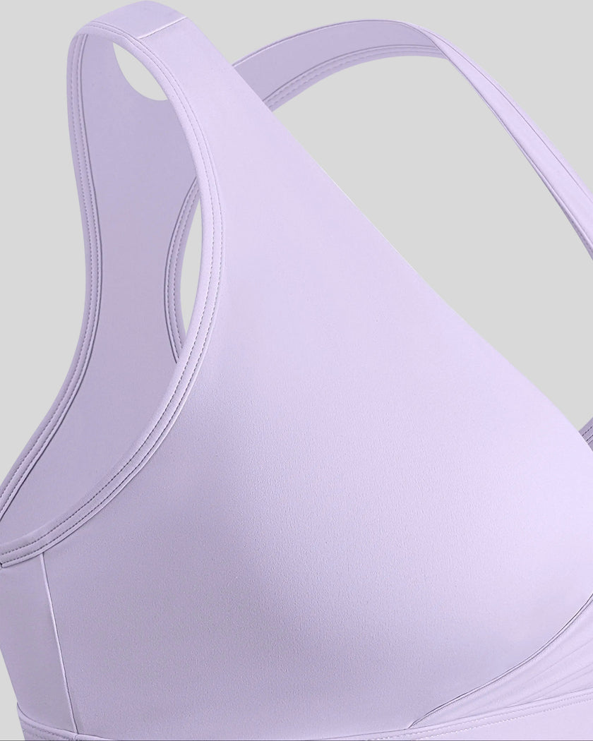 Side close-up of FormLine wrap sports bra showing contour fit