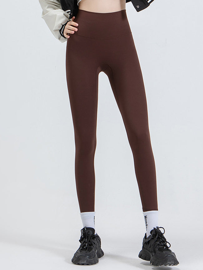 Athlesi GlowForm Sculpt legging in chocolate, front view