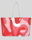 Red swirl tote bag back view